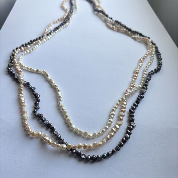 HONORA Freshwater Cultured Pearl Multicolor Endless Beaded Necklaces Lot of 3 - Picture 2 of 8